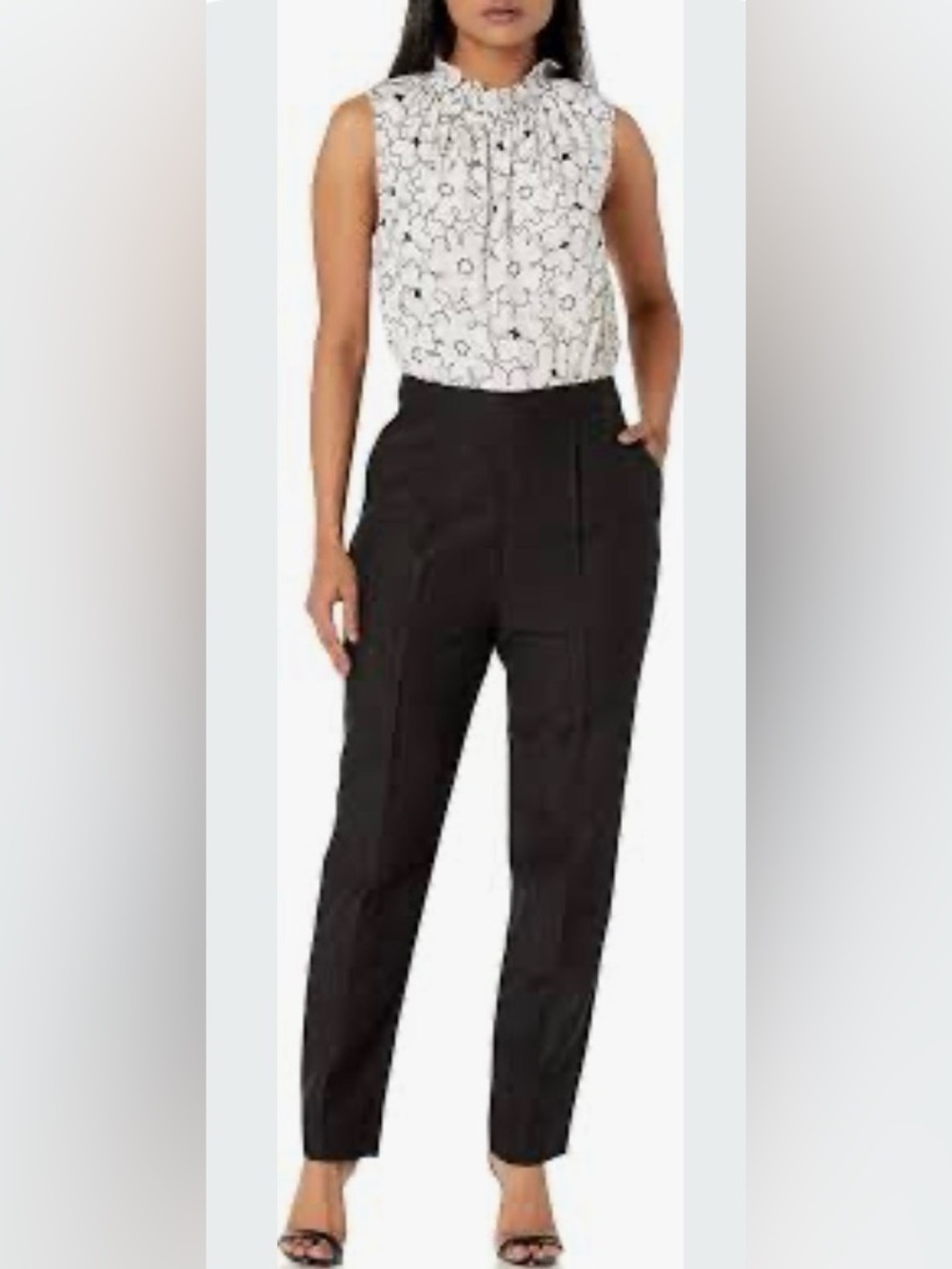 Rebecca Taylor Mixed Media Floral Tapered Jumpsuit